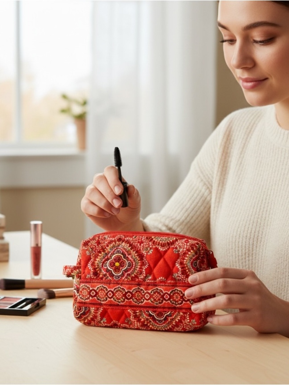 NWT never used - Vera Bradley Paprika pattern small  Cosmetic Bag